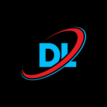 DL D L letter logo design. Initial letter DL linked circle uppercase monogram logo red and blue. DL logo, D L design. dl, d l