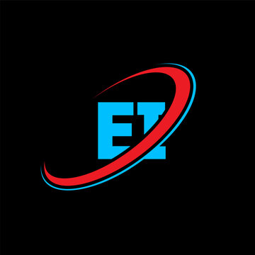 EI E I letter logo design. Initial letter EI linked circle uppercase monogram logo red and blue. EI logo, E I design. ei, e i