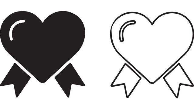 Heart ribbon icon with transparent background