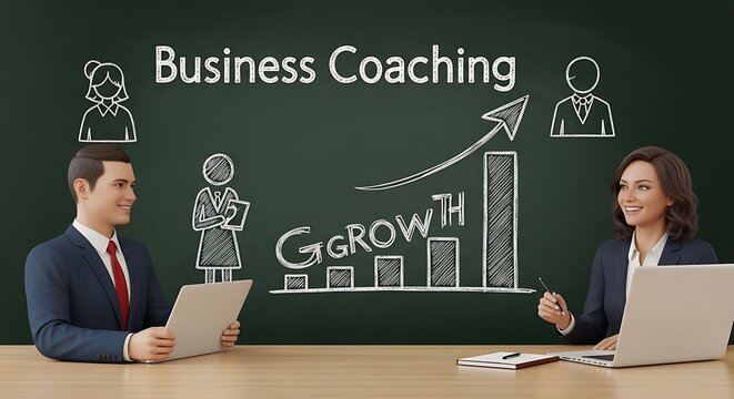business man drawing graph on blackboard