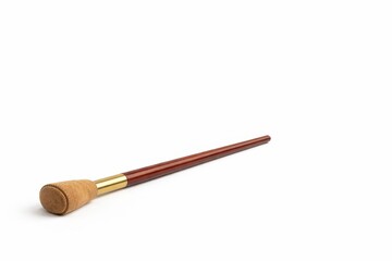 Naklejka premium Rosewood mahl stick with suede rest pad and brushed brass ferrule isolated on white background
