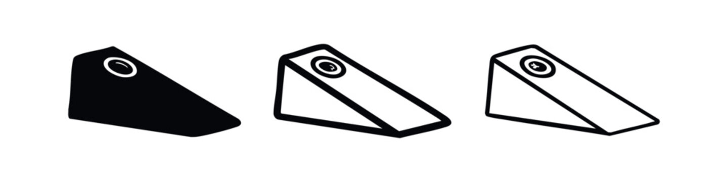Wedge-shaped sensor or smart home device icon set in various styles, vector illustration