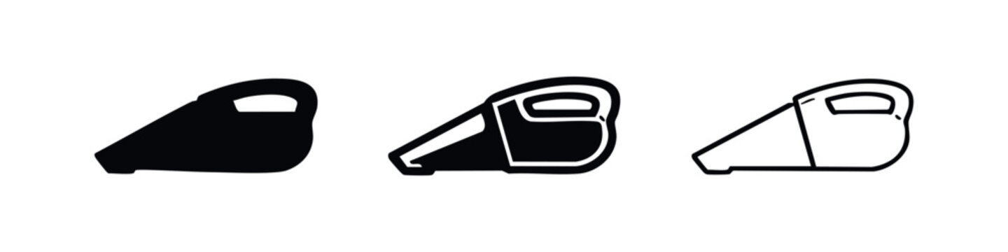 Handheld vacuum cleaner icon set. Portable dust buster symbol for home cleaning and quick tidiness.