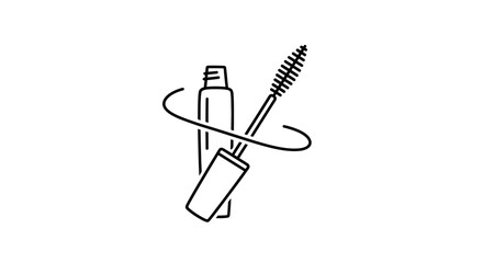 Obraz premium Mascara Brush Icon, Makeup Cosmetics, Beauty Product, Eyelash Enhancer, Vector Art