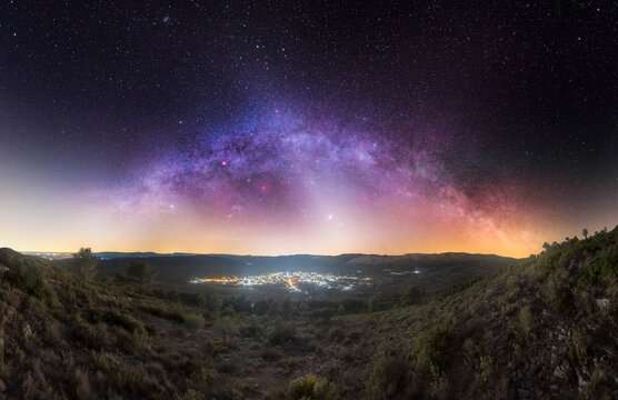 Winter Milky Way and Zodiacal Glow Over Alcublas Village