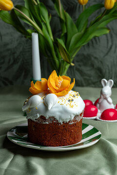 Beautiful Easter cake with beautiful decor, composition