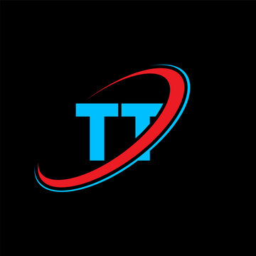TT T T letter logo design. Initial letter TT linked circle uppercase monogram logo red and blue. TT logo, T T design. tt, t t