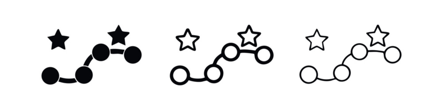 Social sharing and favorite connection icons with a star in multiple styles.