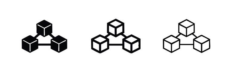 Obraz premium Network or Decentralized System Cubes Icon Set for Blockchain Technology