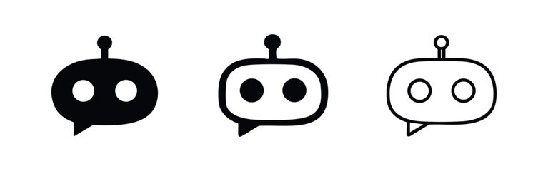 Fototapeta premium AI Chatbot Head with Speech Bubble Icon Set