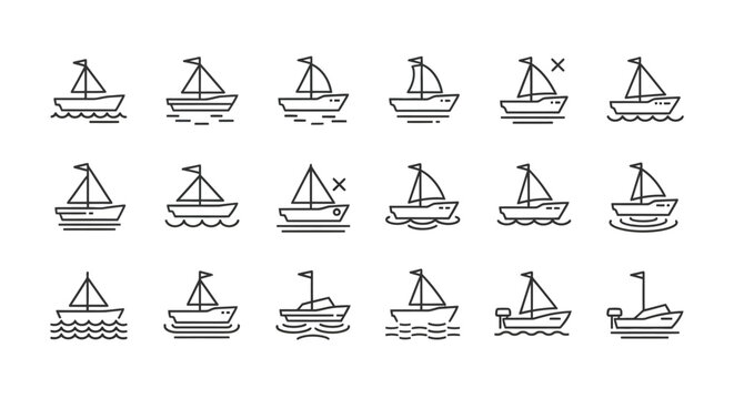 Sailboats on Water Surface Illustration.