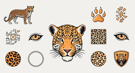 Leopard face and body parts closeup. © nurfa