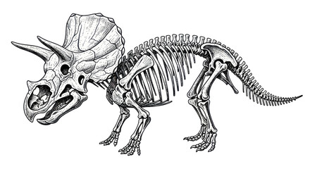Triceratops Dinosaur Skeleton Illustration - Prehistoric Fossil Anatomy © purnama
