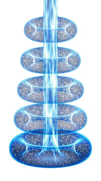 Quantum energy torus field, glowing blue electromagnetic vortex rings, futuristic plasma energy beam, metaphysical sacred geometry concept isolated PNG with Transparent Background