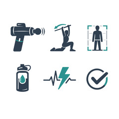 Naklejka premium Fitness and Wellness Icons Set for Health Tracking