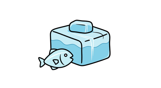 Frozen Fish and Ice Block: Cold Storage Concept