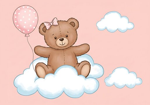Cloud Nine Teddy: A Sweet Digital Illustration
