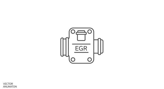 EGR Valve Icon, Exhaust Gas Recirculation System Component, Automotive Part Outline