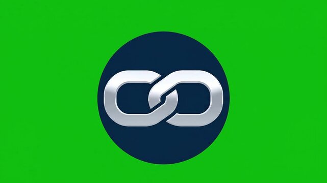 Animated interlocking chain links on a green screen background.