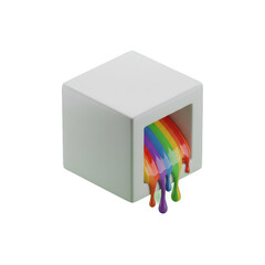Naklejka premium White Cube with Rainbow Colors Dripping Out