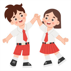 Fototapeta premium Happy Students Giving High Five