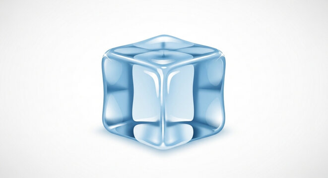 Ice cube, transparent blue crystal, frozen water, vector graphic