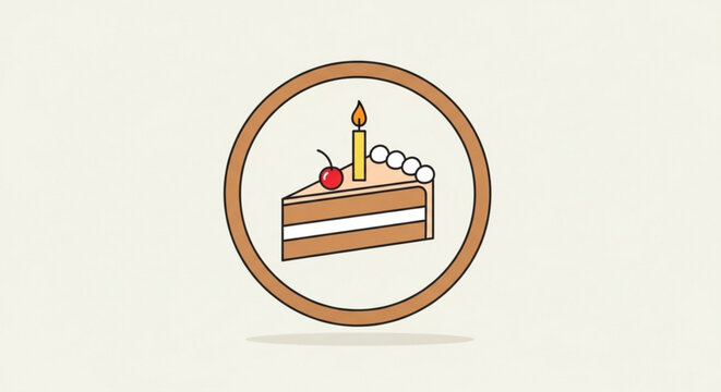 Birthday cake icon, cake with candle, dessert symbol, vector illustration