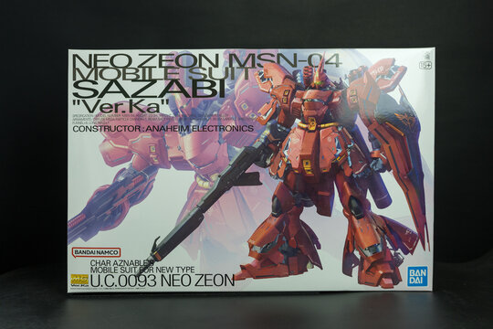 Bangkok, Thailand - March 25, 2026 : Box of Bandai Neon Zeon MSN 04 Mobile Suit SAZABI Ver. Ka.