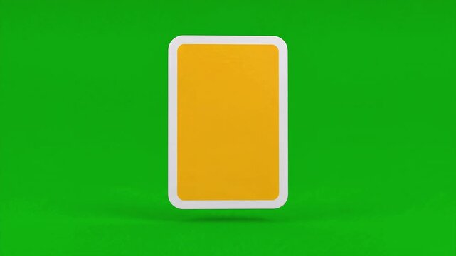 Blank Yellow Card with White Border on Green Screen Background.