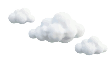 Fototapeta premium Minimalist Cloud Illustration Featuring Soft Fluffy White Clouds Against Light Background
