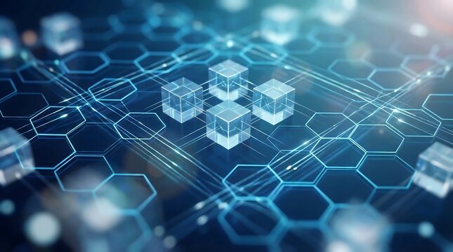 Abstract Blue Binary Code Matrix Data Stream Background