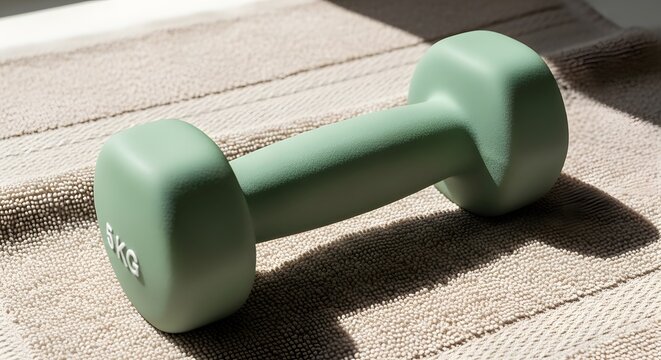 Green 5kg Dumbbell on Towel
