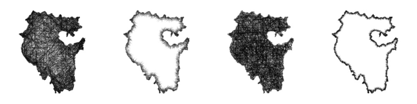 Sketch Bashkortostan outline map design set
