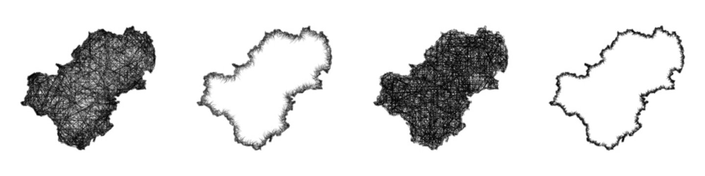 Sketch Kaluga outline map design set