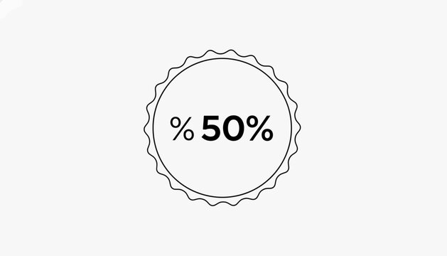 Fifty Percent Discount Circle Badge, 50% Off Sale Graphic Element