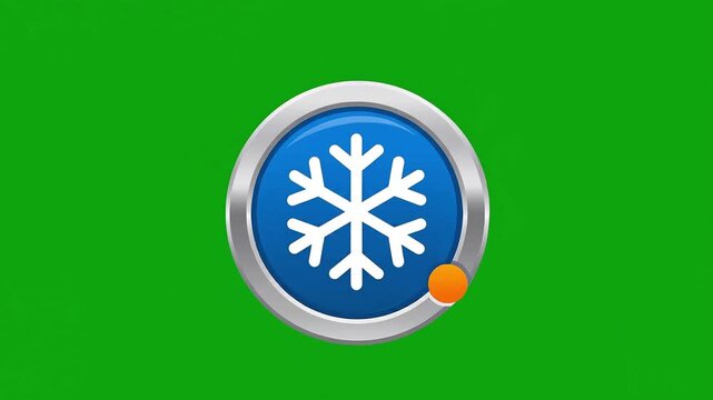 Cooling Snowflake Icon on Green Screen Background.