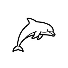Fototapeta premium Simple Line Drawing of a Dolphin, Minimalist Marine Animal Illustration
