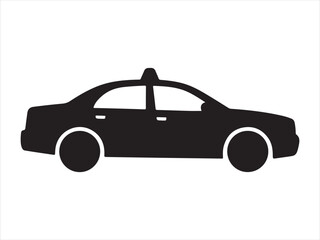 Obraz premium Black taxi car transport icon, Black Silhouette of a Taxi Cab, Taxi Car Silhouette Urban Transport Vehicle Vector Illustration