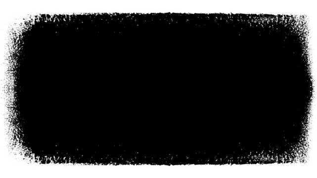 Grunge Texture Frame Overlay.Abstract black and white grunge border with scratches and paint splatters. Perfect for vintage film effects and alpha matte overlays.