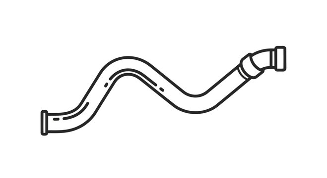 Curved pipe with bends, plumbing, drainage, industrial, construction, graphic element