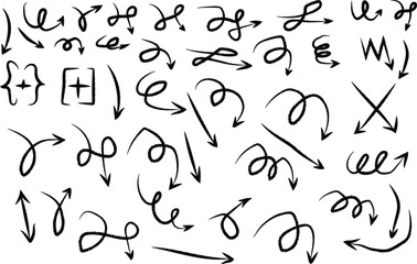Fototapeta premium A Collection of Hand-Drawn Arrows in Various Styles and Directions