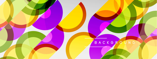 Fototapeta premium Abstract colorful circles overlap creating vibrant background. Modern design uses bright hues, geometric shapes, simple composition.