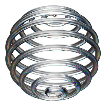 Minimalist glass spring holographic iridescent aesthetic y2k scifi futuristic transparent design element, 3d illustration
