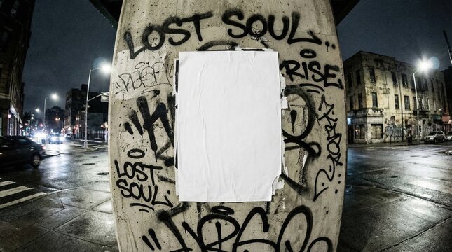 White Square Paper Mockup &ndash; Graffiti Urban Wall Background Print Display