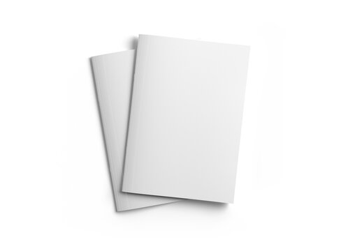 Magazine covers isolated on transparent background. Cut out blank brochures mockup 3D rendering