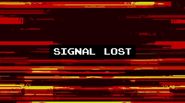 animated warm glitch screen with signal lost text