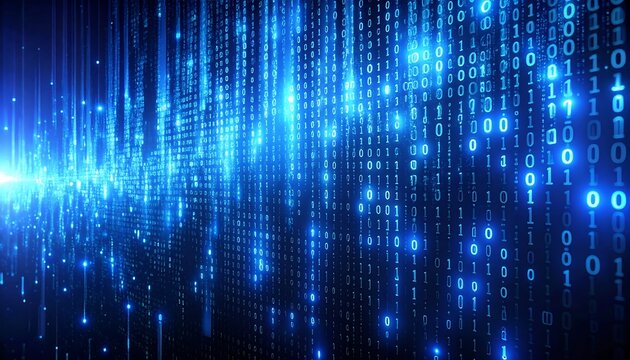 Abstract Blue Binary Code Matrix Data Stream Background 