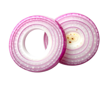 Two vibrant, concentric rings of sliced red onion, revealing translucent layers