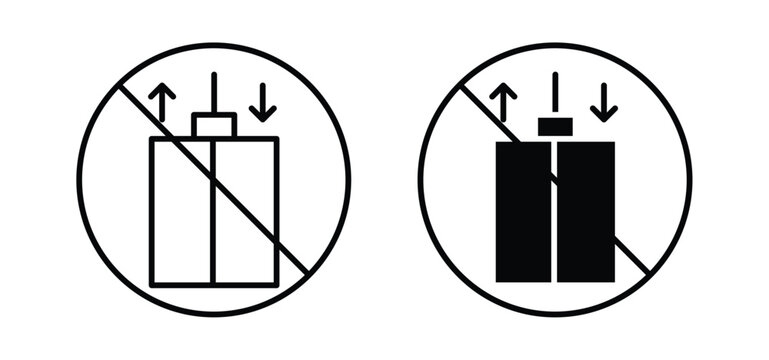 No elevator signs. black and white line icons pack.