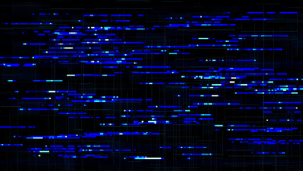 Deep blue glitch background vector with sharp horizontal streaks, glowing digital fragments, and strong signal noise over black, ideal for esports branding, music visuals, modern posters, and tech int © Imaster